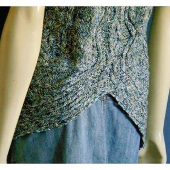 Moth Anthropologie Green Multi Short Sleeve Cable Cotton Blend Cardigan M - Picture 5 of 6